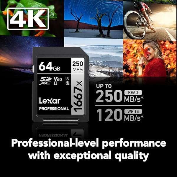 Lexar Lexar 64GB Professional 1667x SDXC Memory Cards (2-Pack) - UHS-II, 4K Video, 250MB/s Read Speed for Photographers & Videographers - View 4 of 9