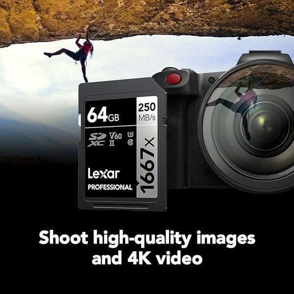 Lexar Lexar 64GB Professional 1667x SDXC Memory Cards (2-Pack) - UHS-II, 4K Video, 250MB/s Read Speed for Photographers & Videographers - View 5 of 9