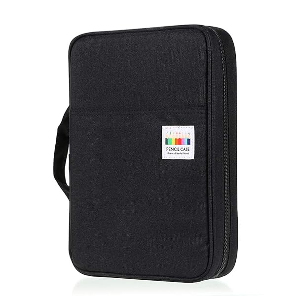BTSKY Portable Colored Pencil Case Large Capacity Organizer for 166 Pencils or 112 Gel Pens Black Zippered Holder