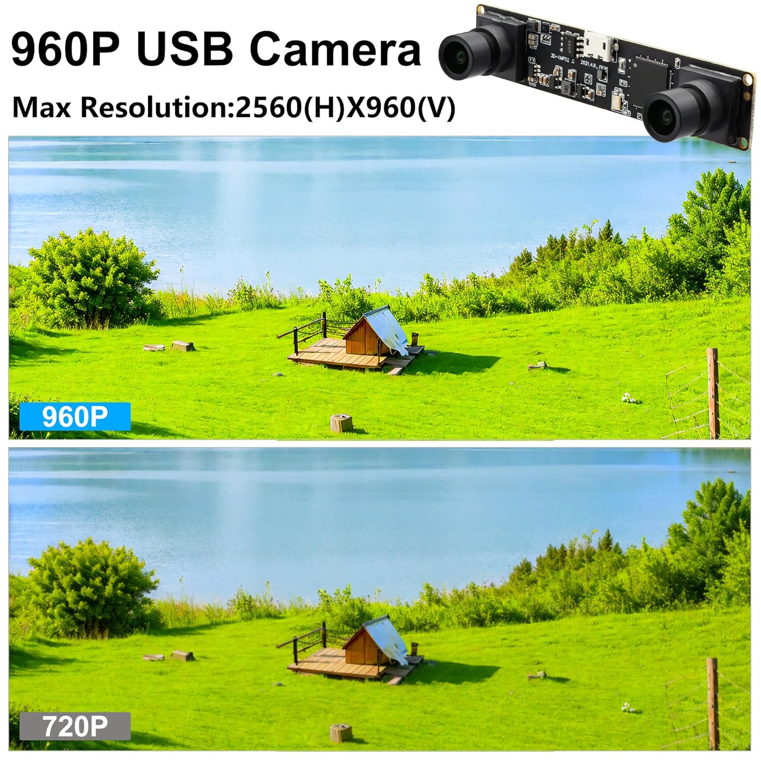 Hotpet Hotpet Dual Lens Stereo USB Camera 1.3MP HD 960P Webcam 3D VR Module Low Light Mini Industrial USB2.0 for Android Linux Windows Raspberry PI - View 2 of 8