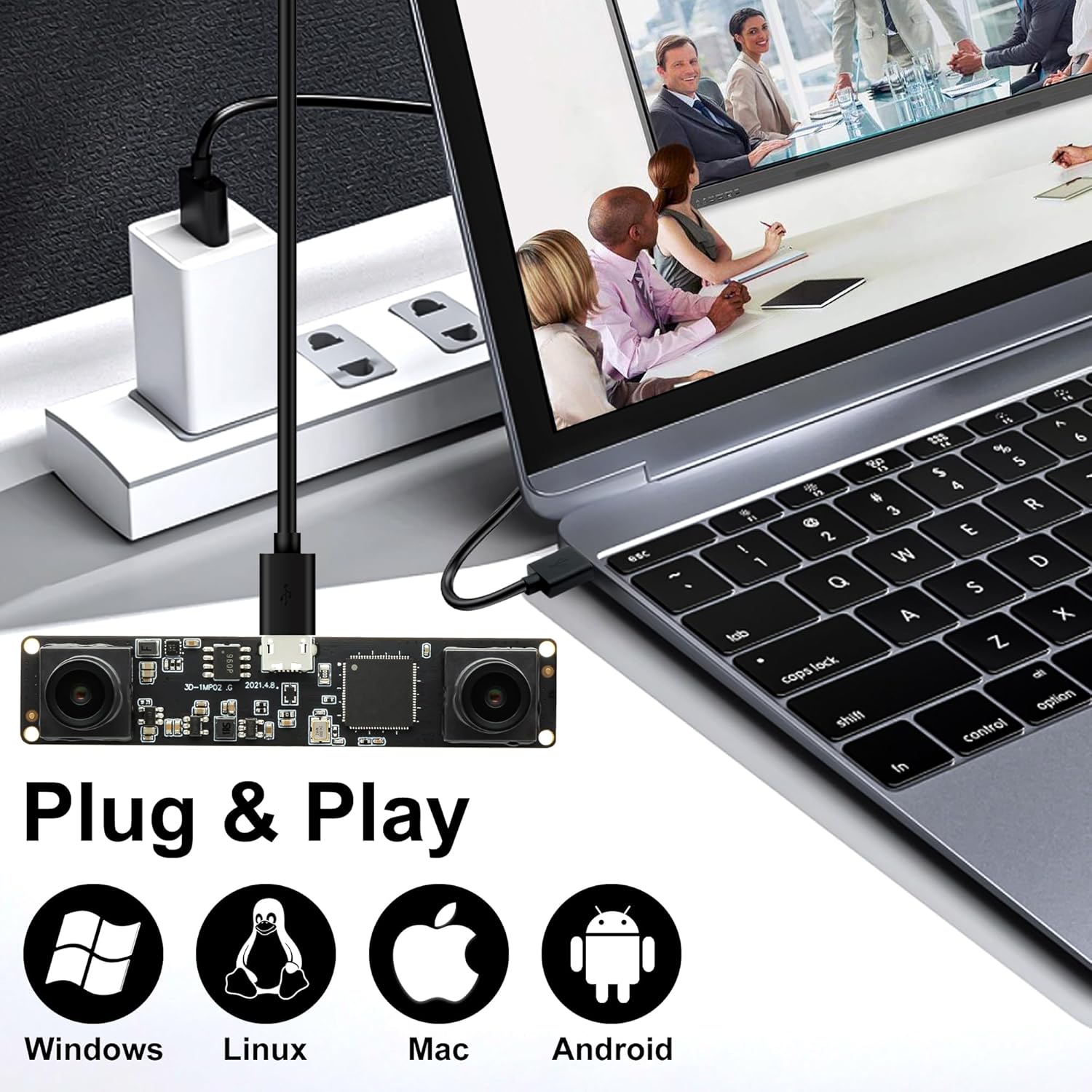 Hotpet Hotpet Dual Lens Stereo USB Camera 1.3MP HD 960P Webcam 3D VR Module Low Light Mini Industrial USB2.0 for Android Linux Windows Raspberry PI - View 7 of 8