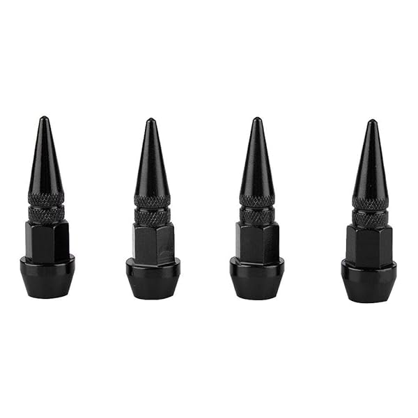 4Pcs Black Aluminum Alloy Spike Tire Valve Stem Covers for Cars & Trucks - Durable Air Dust Protection