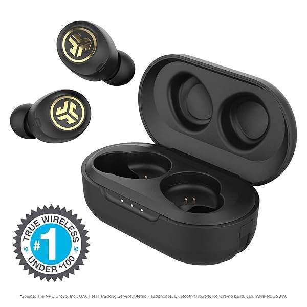 JLab JLab JBuds Air Icon: True Wireless Bluetooth Earbuds with IP55 Sweat Resistance & 3 EQ Settings - Black & Gold - View 3 of 7