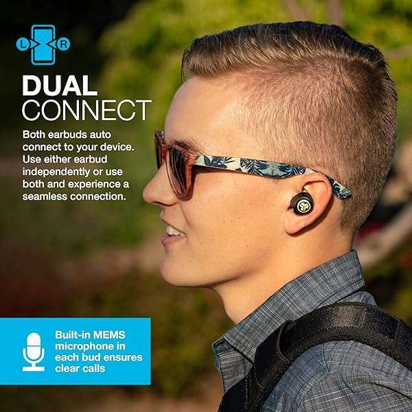 JLab JLab JBuds Air Icon: True Wireless Bluetooth Earbuds with IP55 Sweat Resistance & 3 EQ Settings - Black & Gold - View 5 of 7