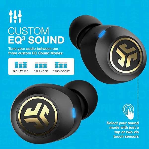 JLab JLab JBuds Air Icon: True Wireless Bluetooth Earbuds with IP55 Sweat Resistance & 3 EQ Settings - Black & Gold - View 7 of 7