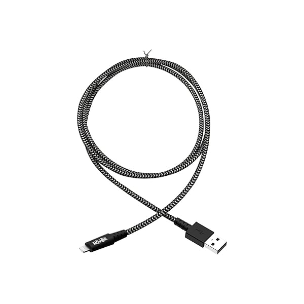TRIPP LITE Tripp Lite Braided Lightning Cable Â– Lightning to USB Cable (M/Apple Certified Lightning Cable, Charge/Sync, 10 ft, Aramid Fiber, Grey, 2-Year Warranty (M100-010-HD) - View 2 of 2