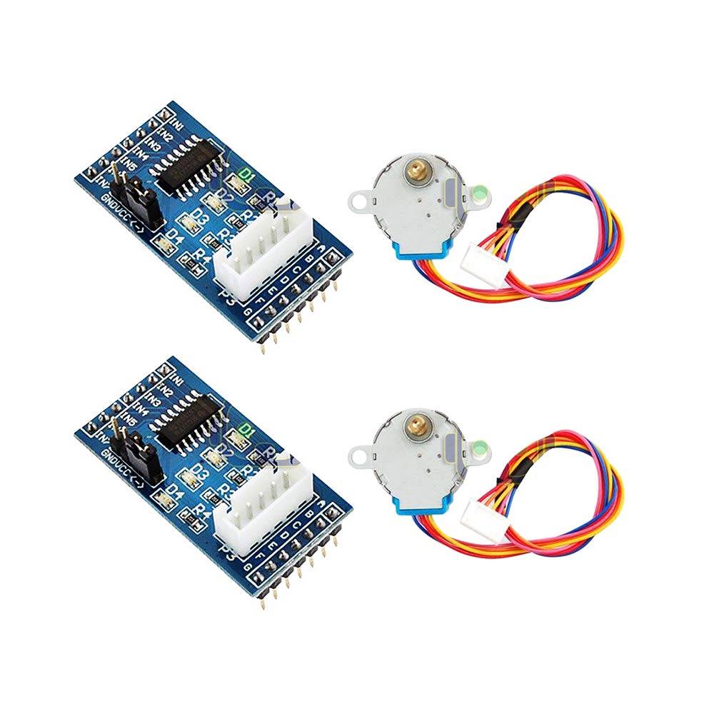 DEVMO DEVMO 2set 28BYJ-48 Geared Stepper Motor DC 5V ULN2003 Driver Module Compatible with Arduino