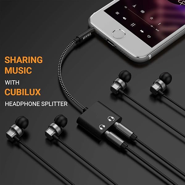 Cubilux Cubilux 3.5mm Audio Splitter: Dual Headphone Adapter for MacBook, iPad, Smartphone & More - View 5 of 5
