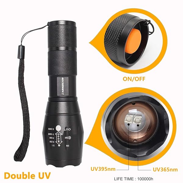 DARKBEAM DARKBEAM UV 365nm 395nm Light Wood Lamp Blacklight Flashlight Portable Mini Handheld Torch for Pet Stains and Resin Curing - View 3 of 8