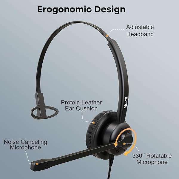 MAIRDI MAIRDI Mono Office Headset with RJ9 & 3.5mm Jack - Noise Cancelling for Cisco Phones, PCs & Laptops - View 8 of 8