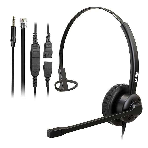 MAIRDI MAIRDI Mono Office Headset with RJ9 & 3.5mm Jack - Noise Cancelling for Cisco Phones, PCs & Laptops - View 3 of 8