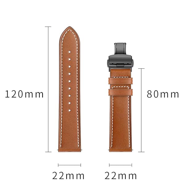 AISPORTS AISPORTS Leather 22mm Band for Samsung Gear S3 Frontier Classic Stainless Steel Buckle Replacement for Huawei Watch GT Galaxy Watch 46mm - View 5 of 10