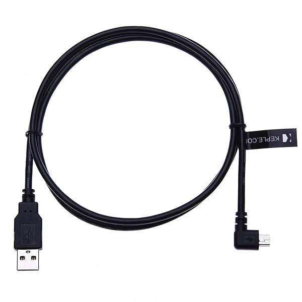 Keple Right Angle 90 Degree Mini USB Cable for Garmin Nuvi 1490TV 1490LMT 2585TV 2589LM 2597LM 2597LMT GPS Navigation In Car Charging Lead 1m Black - View 4 of 4