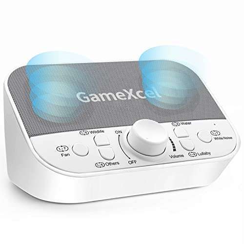 GameXcel Magicteam Portable Sound Machine: 38 Soothing Sounds, Dual Speakers & Timer for Sleep Therapy at Home or Travel