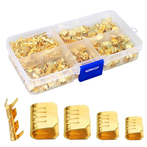 KeeYees 500 Pcs U Shape Copper Ring Terminals Crimp Kit Non Insulated Cable Wire Spade Electric Butt Connector Assortment