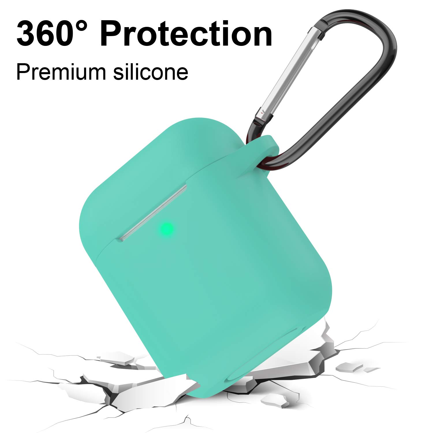 SATLITOG SATLITOG Mint Green Silicone Case for Apple AirPods 1 and 2 Wireless and Wired Charging with Front LED Visibility - View 3 of 8