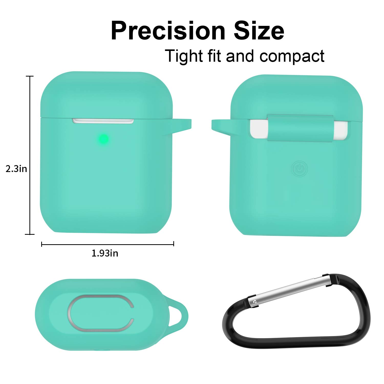 SATLITOG SATLITOG Mint Green Silicone Case for Apple AirPods 1 and 2 Wireless and Wired Charging with Front LED Visibility - View 4 of 8