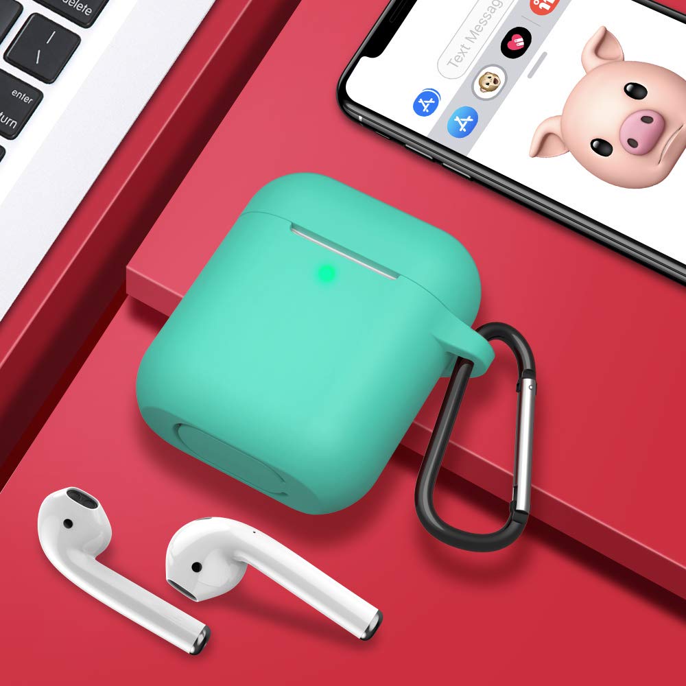 SATLITOG SATLITOG Mint Green Silicone Case for Apple AirPods 1 and 2 Wireless and Wired Charging with Front LED Visibility - View 7 of 8