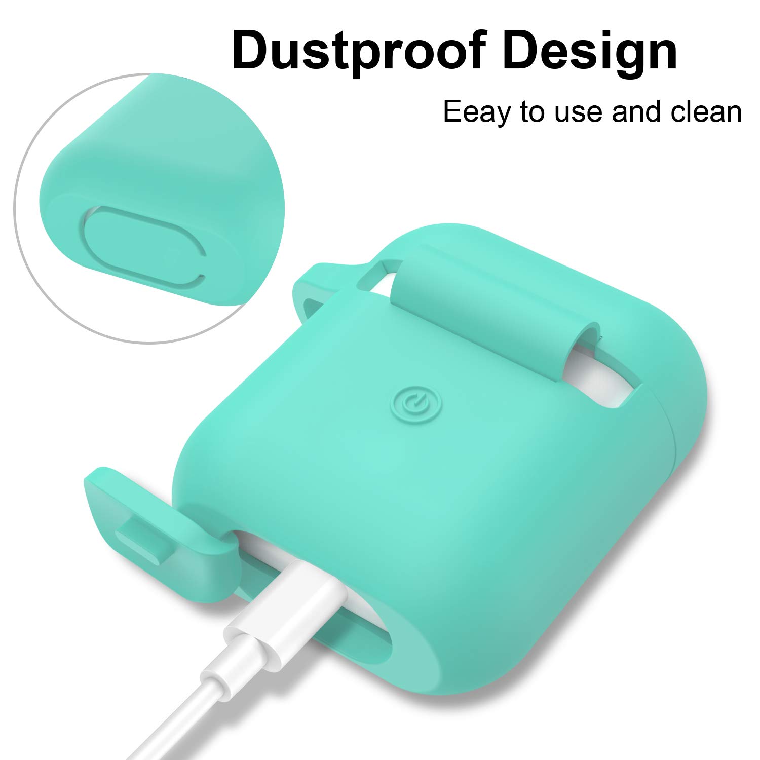 SATLITOG SATLITOG Mint Green Silicone Case for Apple AirPods 1 and 2 Wireless and Wired Charging with Front LED Visibility - View 8 of 8