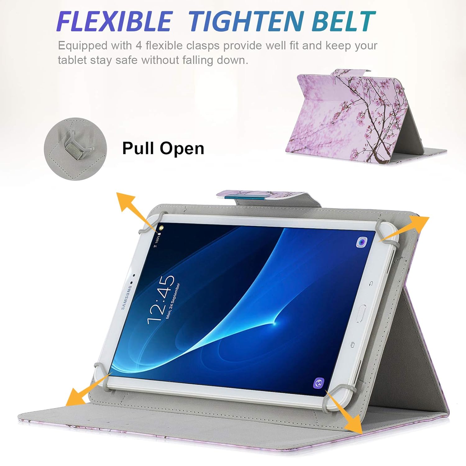 Dteck Dteck Universal Tablet Case for 10 Inch Android Tablets Lightweight Folio with Stand and Card Slots Pink Floral Design - View 4 of 9