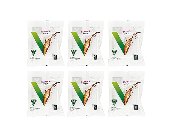 Hario 02 Coffee White Paper Filters 100 Count 6 Pack Set Total 600 Sheets Japan Import