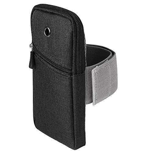 BXQ Universal Nylon Zipper Sports Running Armband for Samsung Galaxy S21 S20 Note 20 A11 A31 A51 OnePlus 9R 9 8T Nokia 5.4 Black - View 5 of 6