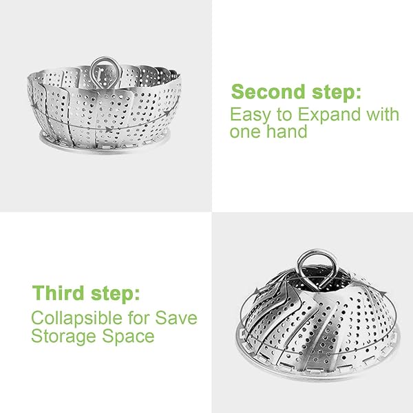 KZNXCVI Stainless Steel Steamer Basket for Instant Pot Adjustable Sizes Ideal for Vegetables Seafood and Boiled Eggs Safe Cooking Tool - View 4 of 7