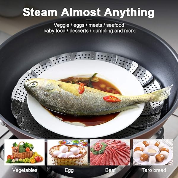 KZNXCVI Stainless Steel Steamer Basket for Instant Pot Adjustable Sizes Ideal for Vegetables Seafood and Boiled Eggs Safe Cooking Tool - View 5 of 7