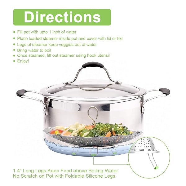 KZNXCVI Stainless Steel Steamer Basket for Instant Pot Adjustable Sizes Ideal for Vegetables Seafood and Boiled Eggs Safe Cooking Tool - View 7 of 7