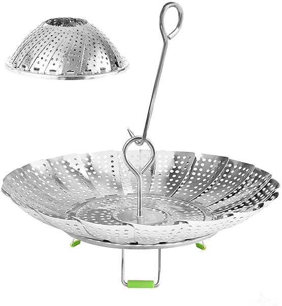 KZNXCVI Stainless Steel Steamer Basket for Instant Pot Adjustable Sizes Ideal for Vegetables Seafood and Boiled Eggs Safe Cooking Tool