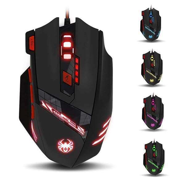 zelotes Zelotes T90 Gaming Mouse: 9200 DPI, 8 Programmable Buttons, LED Lights & Weight Tuning for PC & Laptop