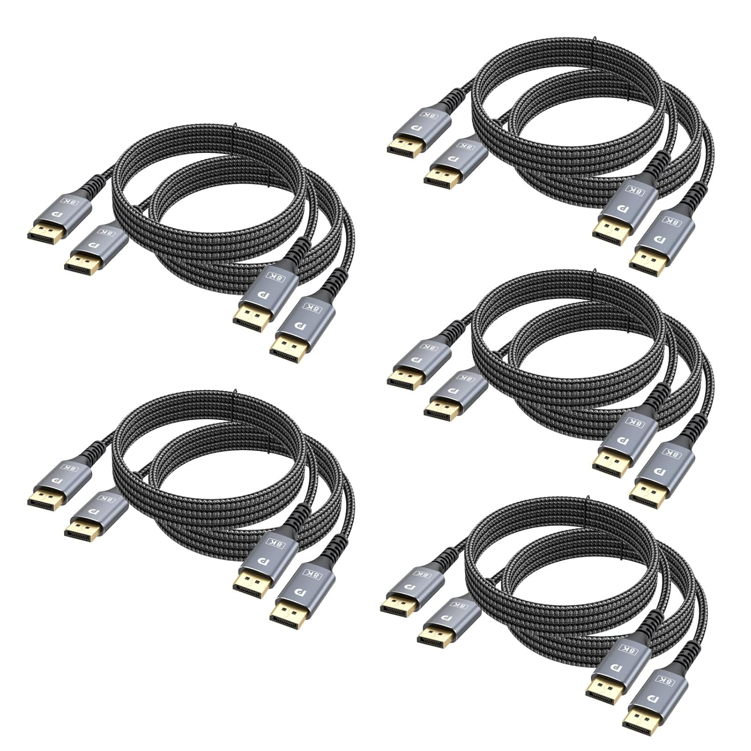 UKYEE UKYEE 6 Feet DisplayPort to DisplayPort Cable 10-Pack 1440P 144Hz V1.2 High Speed Connection - View 8 of 9