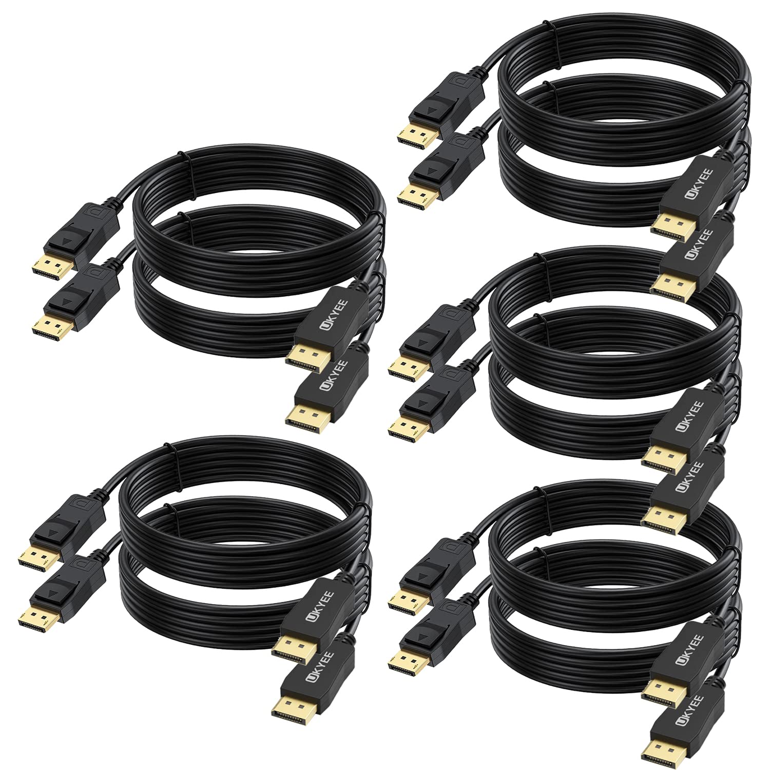 UKYEE UKYEE 6 Feet DisplayPort to DisplayPort Cable 10-Pack 1440P 144Hz V1.2 High Speed Connection - View 9 of 9