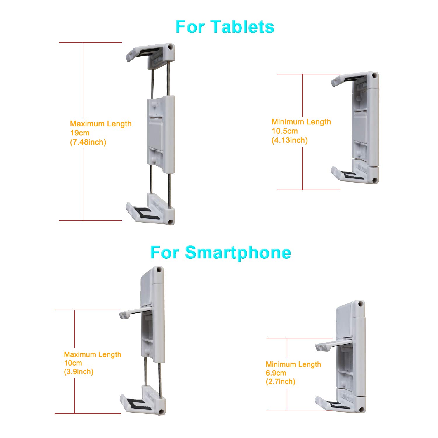 TFY TFY Adjustable Tablet Wall Mount for 2.7-3.9 Inch and 4.2-7.4 Inch Devices in White - View 5 of 9