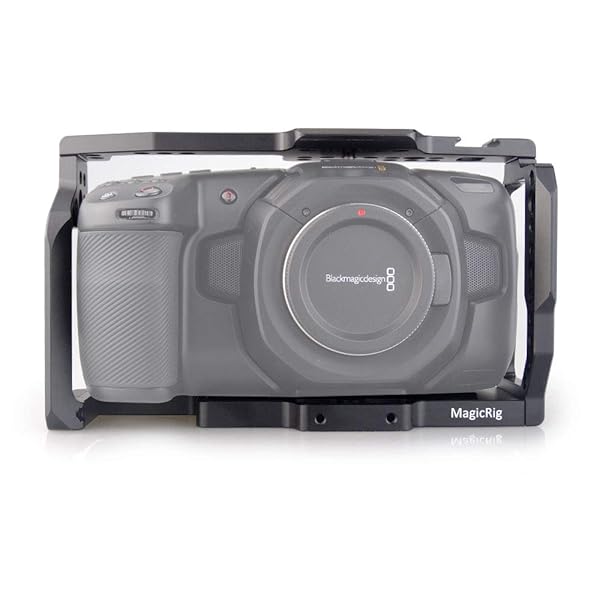 MagicRig BMPCC 4K/6K Camera Cage with Cold Shoe for Blackmagic Pocket Cinema - Ultimate Protection & Versatility