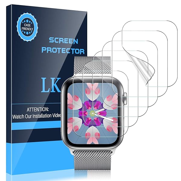 L K LK 6 Pack Screen Protector for Apple Watch 40mm SE Series 4 5 6 and 38mm Series 3 2 1 Bubble Free Scratch Resistant Flexible TPU Clear Film