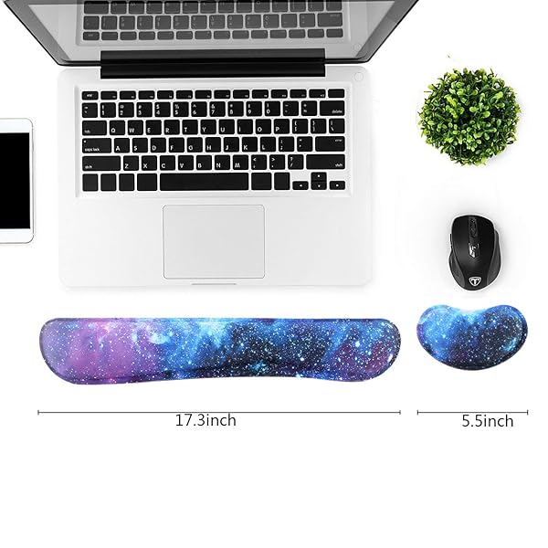 eyscar Wrist Rest for Computer Keyboard and Mouse Pad Support Memory Foam Set for Ergonomic Comfort and Pain Relief in Office and Gaming - View 6 of 7