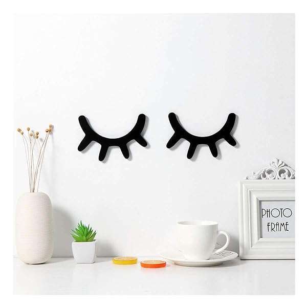 VOSAREA Sleepy Eyes Wall Decor: Wooden Eyelash Stickers for Nursery & Kids' Bedroom - Perfect Christmas Wall Art!