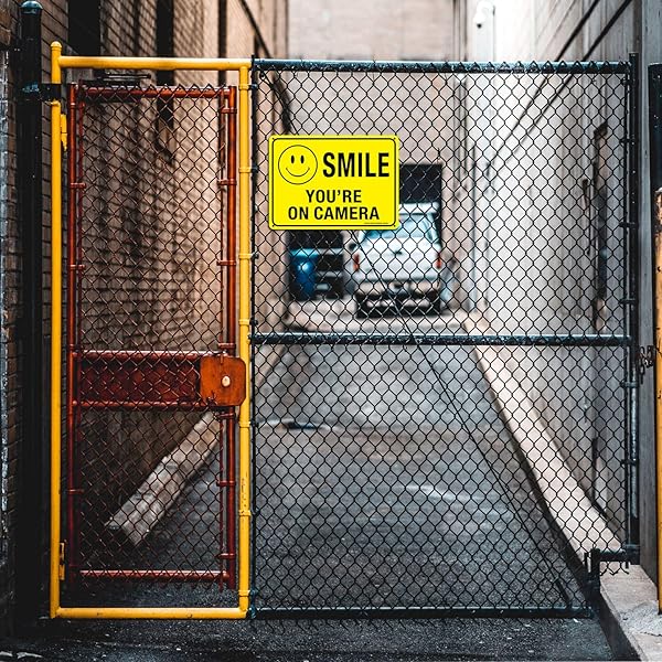 Faittoo Faittoo 4 Pack Smile You're On Camera Signs - Durable 10x7 Reflective Aluminum for Indoor/Outdoor CCTV Security - View 6 of 9