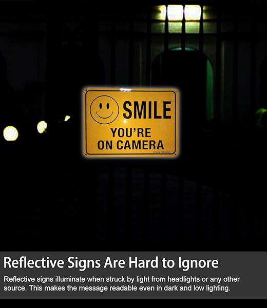 Faittoo Faittoo 4 Pack Smile You're On Camera Signs - Durable 10x7 Reflective Aluminum for Indoor/Outdoor CCTV Security - View 9 of 9
