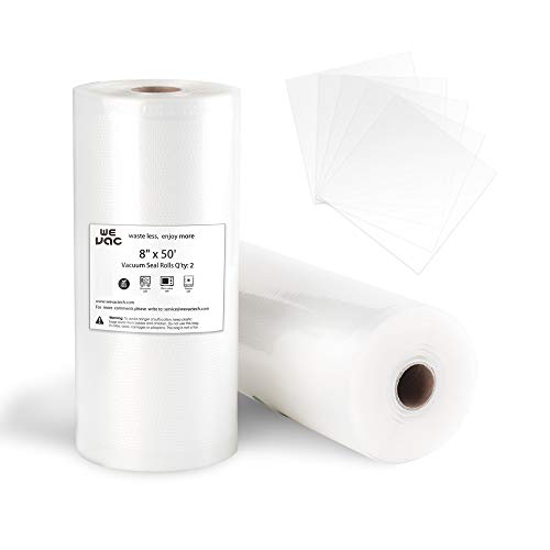 Wevac Commercial Grade Wevac Vacuum Sealer Bags 8x50 Rolls - BPA Free, Heavy Duty for Food Storage & Meal Prep