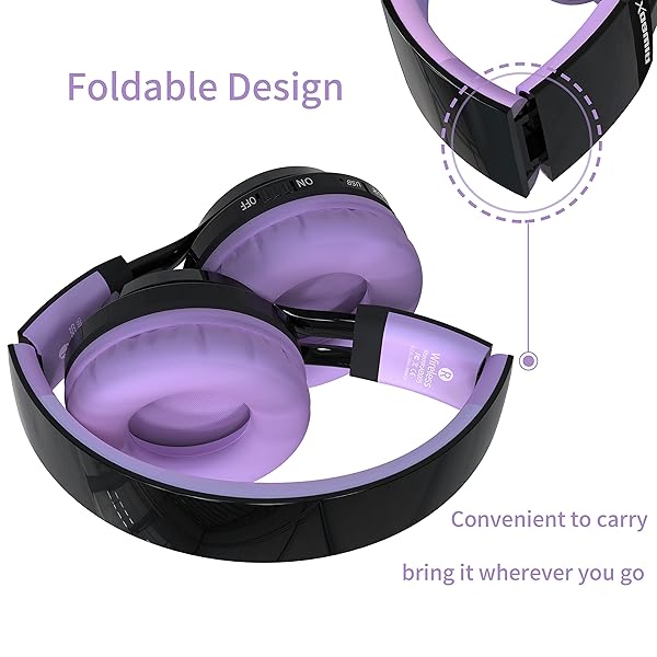 Riwbox Riwbox AB005 Bluetooth Headphones for Kids - Foldable, LED Light, Microphone, TF Card & FM Radio - Perfect for Tablets & TVs - View 4 of 7