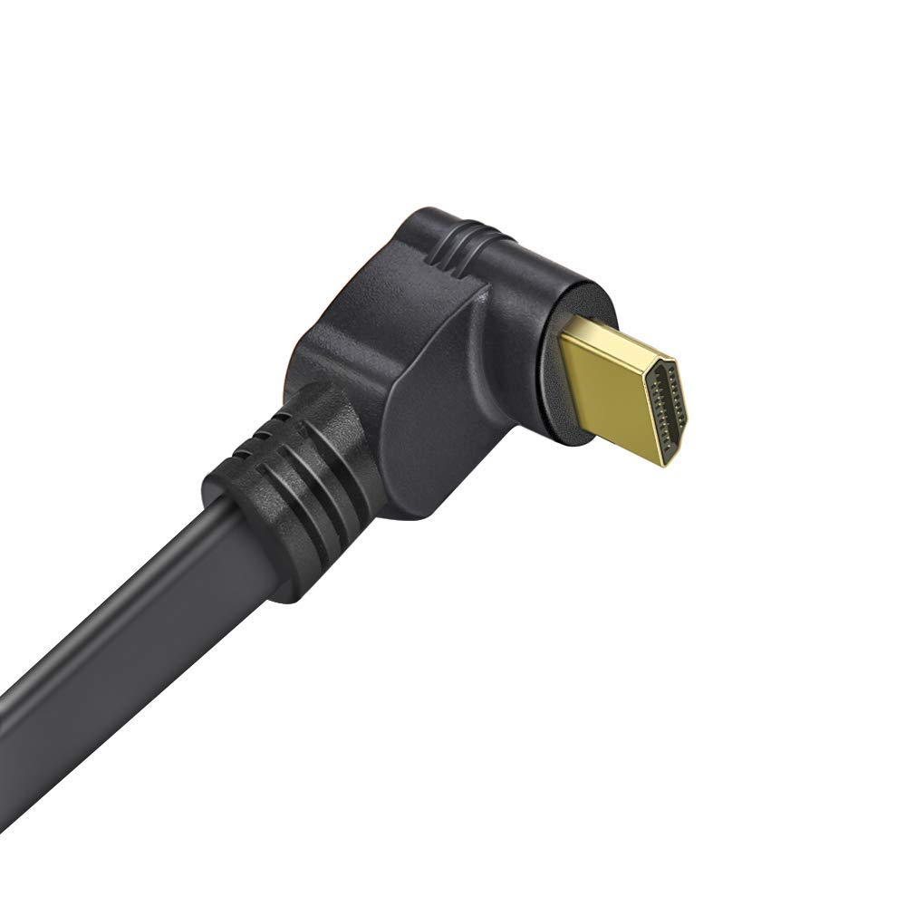 URWOOW URWOOW Flat Slim High Speed HDMI Male to Male 270 Degree Right Angle Extension Cable 1 Feet Adapter Converter - View 7 of 7