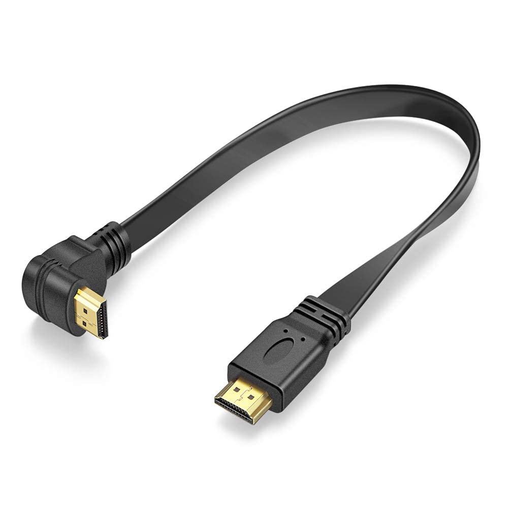 URWOOW URWOOW Flat Slim High Speed HDMI Male to Male 270 Degree Right Angle Extension Cable 1 Feet Adapter Converter