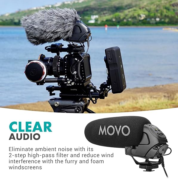 Movo Movo VXR3031 Shotgun Microphone Supercardioid On-Camera Mic with High-Pass Filter Audio Control and Headphone Monitoring - View 4 of 9