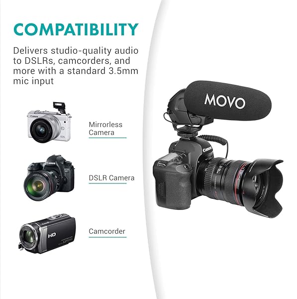 Movo Movo VXR3031 Shotgun Microphone Supercardioid On-Camera Mic with High-Pass Filter Audio Control and Headphone Monitoring - View 5 of 9