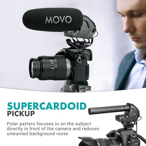 Movo Movo VXR3031 Shotgun Microphone Supercardioid On-Camera Mic with High-Pass Filter Audio Control and Headphone Monitoring - View 6 of 9