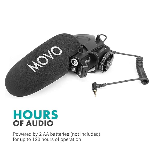Movo Movo VXR3031 Shotgun Microphone Supercardioid On-Camera Mic with High-Pass Filter Audio Control and Headphone Monitoring - View 7 of 9