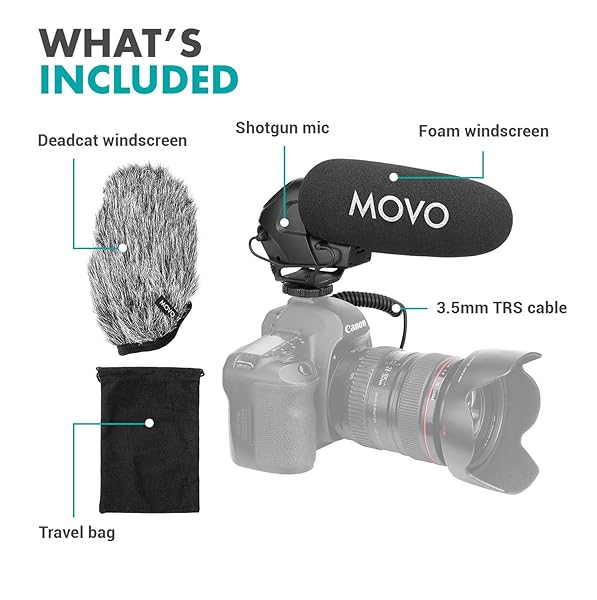 Movo Movo VXR3031 Shotgun Microphone Supercardioid On-Camera Mic with High-Pass Filter Audio Control and Headphone Monitoring - View 9 of 9