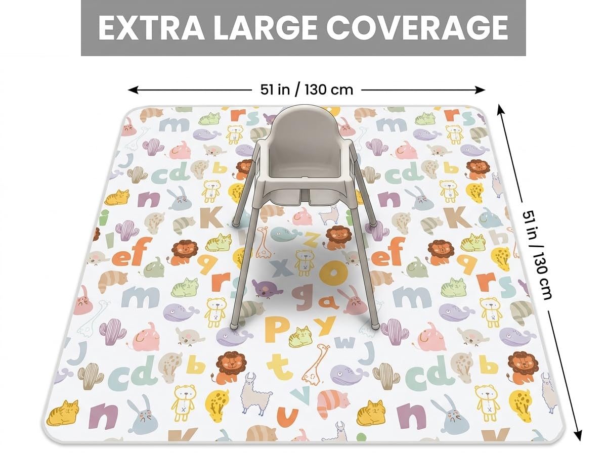 WOMUMON Womumon Waterproof Highchair Floor Mat Baby Splat Mat Non-Slip Washable Spill Mat for Arts Crafts Alphabet Design - View 2 of 7